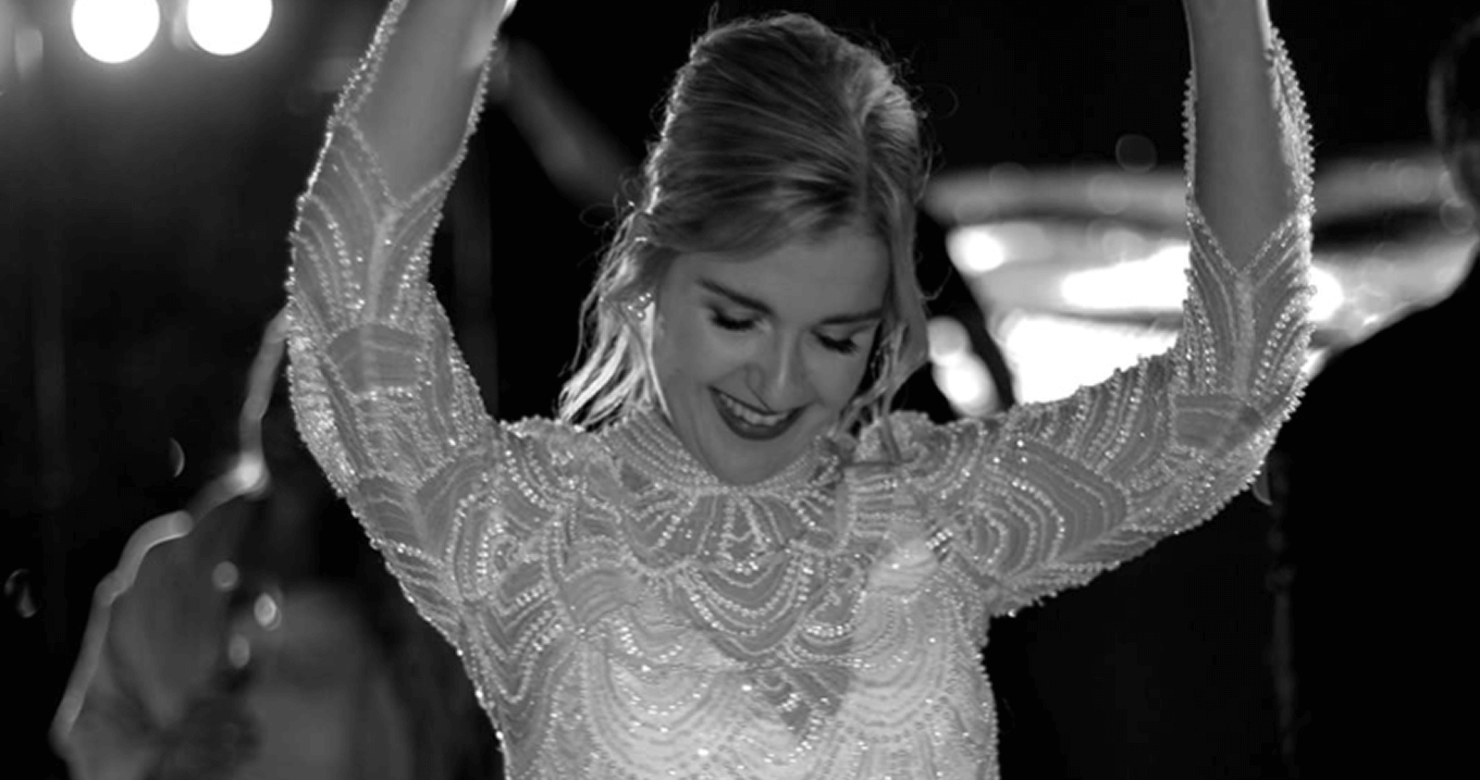 A girl enjoying her wedding